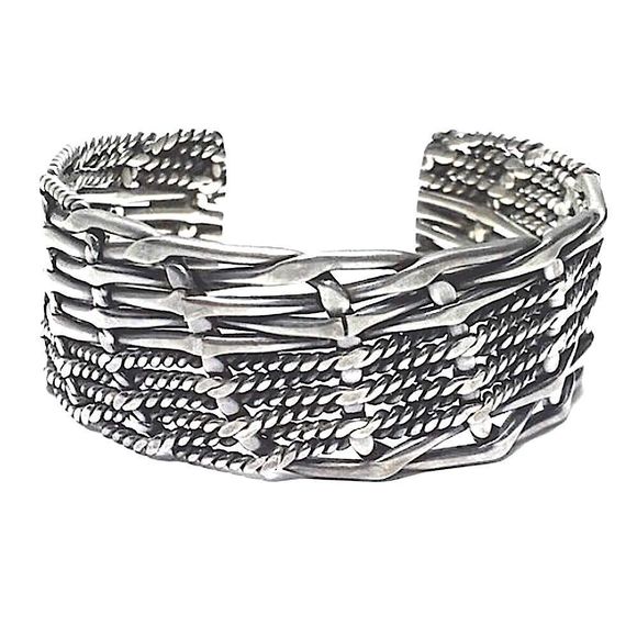 VINTAGE Sterling Silver Modern Cuff Bracelet - Picture 3 of 14